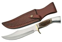SZCO STEEL STAG 8 Inch IRON COUGAR DEER ANTLER HANDLE SS BLADE | 801608033205