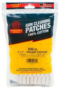SHOOTERS CHOICE 1 Inch SQUARE CLEANING PATCHES 500 PACK  | .22.243GA | 027784000392
