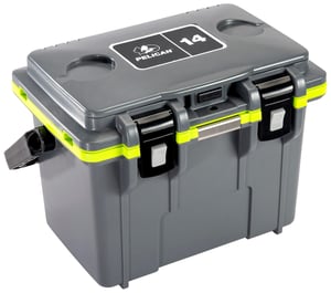 PELICAN COOLERS IM 14 QUART DKGRAY/GREEN W/DRY STORAGE | 019428178017