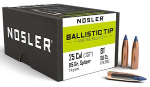 NOSLER BULLETS 25 CAL .257 115GR BALLISTIC TIP 50CT | 054041251150