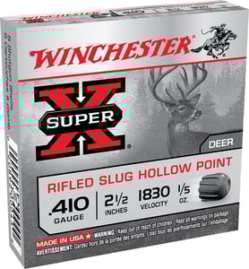 WINCHESTER SUPER-X 410 2.5 Inch 1/5OZ RIFLED SLUG 5RD 50BX/CS  | .410GA | 020892000438