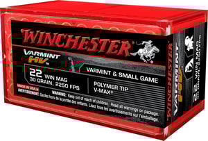 WINCHESTER SUPREME 22WMR 30GR V-MAX 2250FPS 50RD 20BX/CS  | .22 WIN MAG | 020892102811