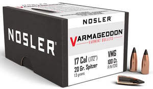 NOSLER BULLETS 17 CAL .172 20GR VARMAGEDDON TIPPED 100CT | 054041172103