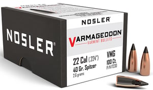 NOSLER BULLETS 22 CAL .224 40GR VARMAGEDDON TIPPED 100CT | 054041172301