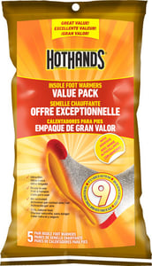 HOTHANDS INSOLE FOOT WARMER 5 PAIRS PER BAG 9 HOUR W/ADHSV | 094733110105