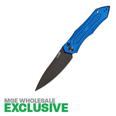 Kershaw Launch 6 Black 3.75 Inch Drop Point Plain Blue Scales  MGE Exclusive | 087171045894