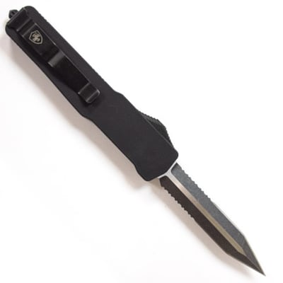 Templar OTF Slim Black Rubber Dagger 3.5 Inch Black Rubber handle Black serrated blade | 093674818132