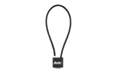FSDC 15 Inch Keyed Cable Lock Black CA DOJ, MA State Police  MD Handgun Roster Board approved with FSDC logo printed in white on both sides. Tri Lingual Instruction Sheet 2 Keys Bulk Packaged in individual clear 3 side sealed bag 100 per carton | 852587002072