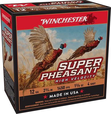 WINCHESTER SUPER PHEASANT HV 12GA 2-3/4 Inch 1-3/8OZ 4 25RD BOX 250RD CASE  | 12GA | 020892017993