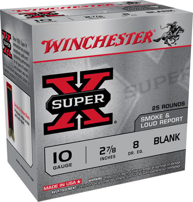 WINCHESTER 10 GA 2-7/8 Inch SUPER-X BLANK  SMOKE  NOISE 25 RD/BX 10 BX/CS | 020892025684