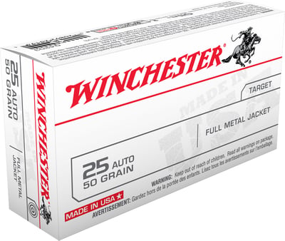 WINCHESTER 25 AUTO 50GR FMJ  | .25 ACP | 020892201941