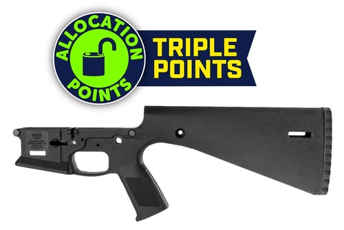 Wraithworks WARP15 Polymer Stripped AR15 Lower Receiver  Black  Integral Buttstock  Pistol Grip  Trap Door Buttplate | 810046200018