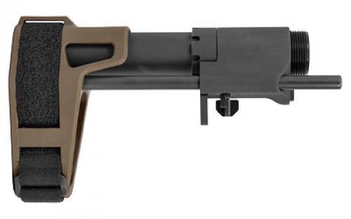 SB Tactical PDW-02BL-SB PDW Brace 3 Position Adjustable Flat Dark Earth Synthetic with Buffer Tube, 6.75