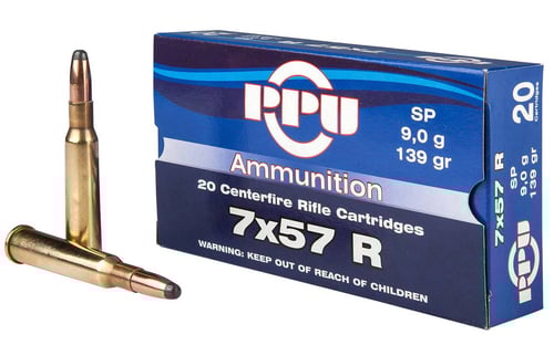 PPU PP757 Metric Rifle 7x57R 139 gr Soft Point SP 20 Bx/ 10 Cs | 8605003812784