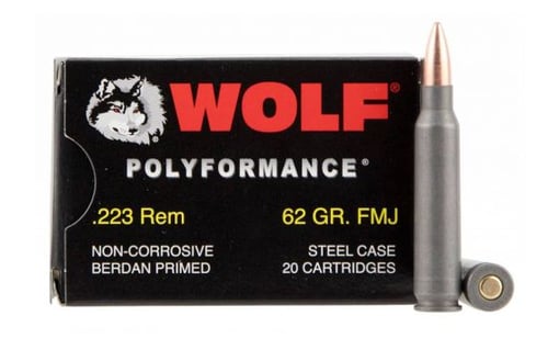 WOLF 223 STEEL CASE BOXER PRIME AMO 223 62GR FMJ 20RD | 645611223310