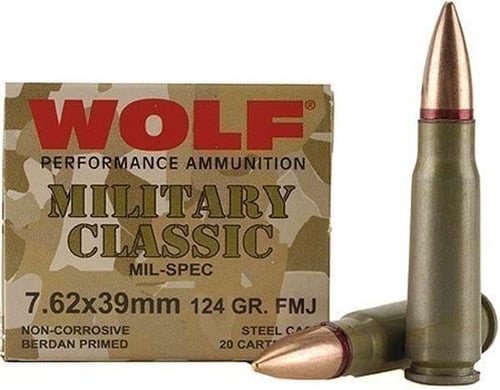 WOLF 7.62X39 122GR FMJ 20BX | 645611300707