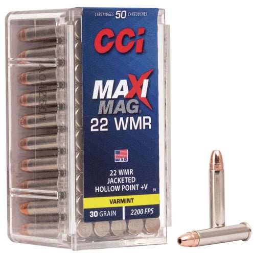 CCI 0059 Varmint MaxiMag 22 Mag 30 gr Jacketed Hollow Point JHP 50 Bx/ 40 Cs | .22 WMR | 076683000590