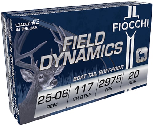 Fiocchi 2506B Field Dynamics  25-06 Rem 117 gr Pointed Soft Point 20 Per Box/ 10 Case