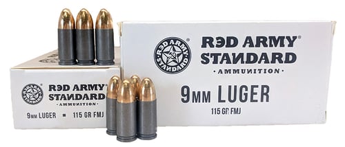 Red Army Standard AM3091 Red Army Standard  9mm Luger 115 gr Full Metal Jacket (FMJ) 50 Bx/20 Cs