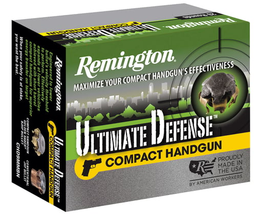 Remington Ammunition 28966 Ultimate Defense Compact 40 S&W 180 gr 785 fps Brass Jacket Hollow Point (BJHP) 20 Bx/25 Cs