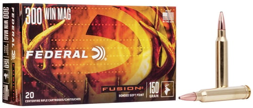 Federal F300WFS1 Fusion  300 Win Mag 150 gr 3200 fps Fusion Soft Point 20 Bx/10 Cs