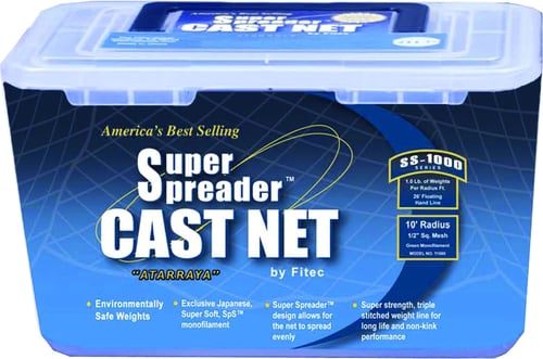 Fitec 10440 SS1000 Super Spreader Cast Net Clear Mono 3/16 Inch Mesh, 4 | 017341104403