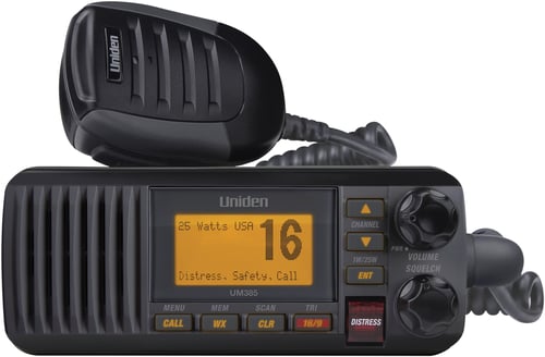 Uniden UM385BK Fixed Mount VHF Radio, Black