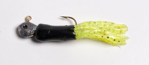Betts 54-3-3-22 Mini Tube Jig, 1/32 oz, Black/Chartreuse Glitter, 3/Pack