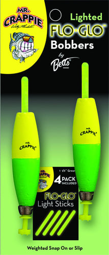Mr. Crappie M2BW2YGGL Flo Glo Lighted Bobbers 21/2 Inch Cigar Y/G 2Pk | 042621185315