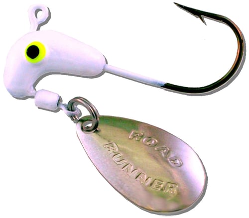Road Runner 151-001 Jig Head w/Spinner, 1/32 oz, White, 4/Pack | 020801087468