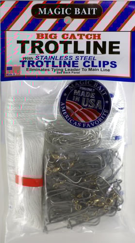 Magic Bait 77BCTL Big Catch Trotline 150 25 SS Swivels Clips | 026691777182