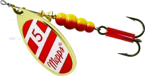 Mepps B5 G/RW Aglia In-Line Spinner 1/2 oz, Plain Treble Hook | 022141006345