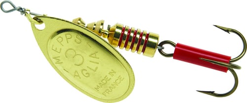 Mepps B3 G Aglia In-Line Spinner 1/4 oz, Plain Treble Hook, Gold