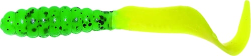 Mister Twister TTO20122BK Teenie Curly Tail Grub, 2 Inch, Lime/Black | 024376041382