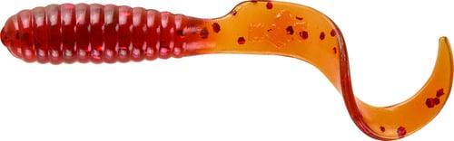 Mister Twister TTSF2020RS Teenie Curly Tail Grub, 2 Inch, Motor Oil/Red | 024376043089
