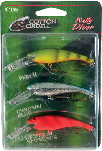 Cotton Cordell PK3CD5-1 Wally Diver 3 Pack, 2.5 in, 1/4 oz