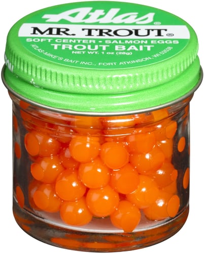 Atlas-Mike's 75053 Mr Trout Sugar Cured Salmon Eggs, Orange 1oz Jar