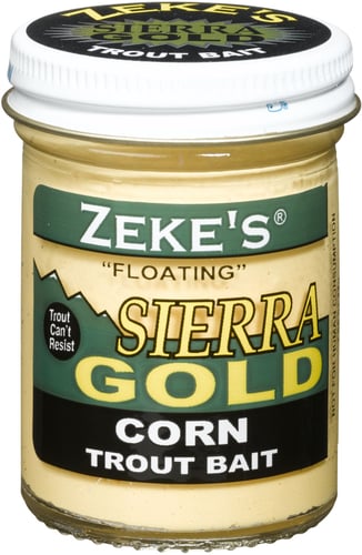 Zekes 0919 Sierra Gold Floating Trout Bait, Jar, Corn/Creme Glitter | 047874009197