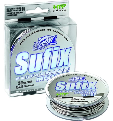 Sufix 610-115MC Metered Tip Up Braid Line 15lb Tip Up Braid