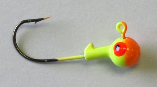 Kalin's RH32-1 Roundhead Jig, 1/32 oz, Sz 6 Hook, Chartreuse/Orange