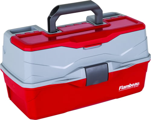 Flambeau 6383TB 3-Tray Hard Tackle Box- Red, w/Flip-top lid accessory