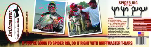Driftmaster FT-18-H Flat Bar Spider Rig Kit 18 Inch Trolling Bar w/4 210-H | 021229001173