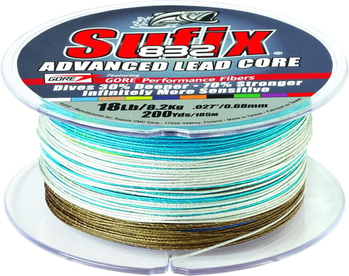 Sufix 658-218MC 832 Advanced Leadcore 18lb 200yd 10-Color Metered