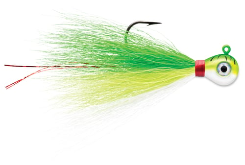 VMC BKJ18-GFU Bucktail Jig, 1/8 Oz #1/0 Hook, 2 Pack, Green Fire UV