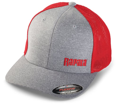 Rapala RFFC201 Flex Fit Cap Heathered Grey/Red Mesh, Left Logo
