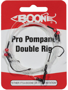 Boone 00493 Pro Double Hook Pompano Rig, Flourocarbon 30lb Main Line | 043344004938