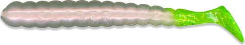 Slider SBGF35W Bass/Walleye Grub 3 Inch Pearl White/Chartreuse Tail | 034398085578