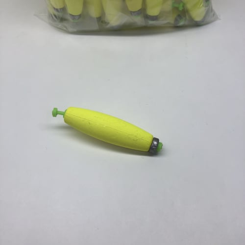 Plastilite 50SC300WY Cigar SnapOn Foam Float, 3 Inch, Weighted, Yellow | 032413003903