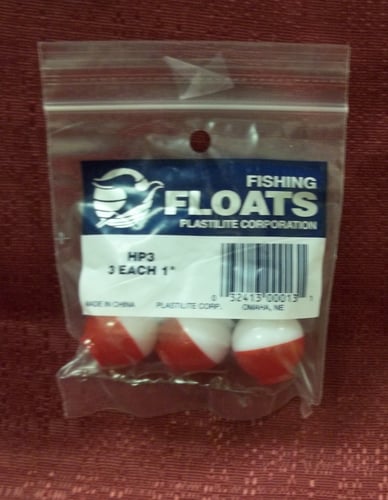 Plastilite HP4 Round Plastic Float 11/4 Inch, Red/White, 3pk | 032413000148