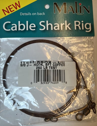Malin 8SR9CC Cable Shark Rig Stainless 9/0 JHook 8 Stainless | 032933800891